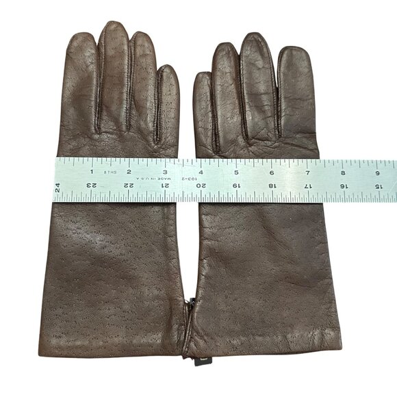 Fownes Leather Gloves Brown NWOT Textured Women 7.5 Medium Driving Gloves - Picture 5 of 7